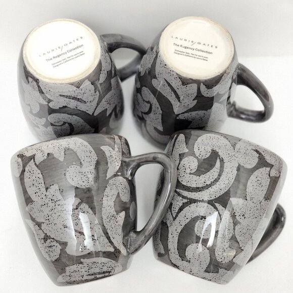 Limited Edition Laurie Gate The Regency Collection 4 Mug Set RARE Gray Edition - Picture 2 of 7